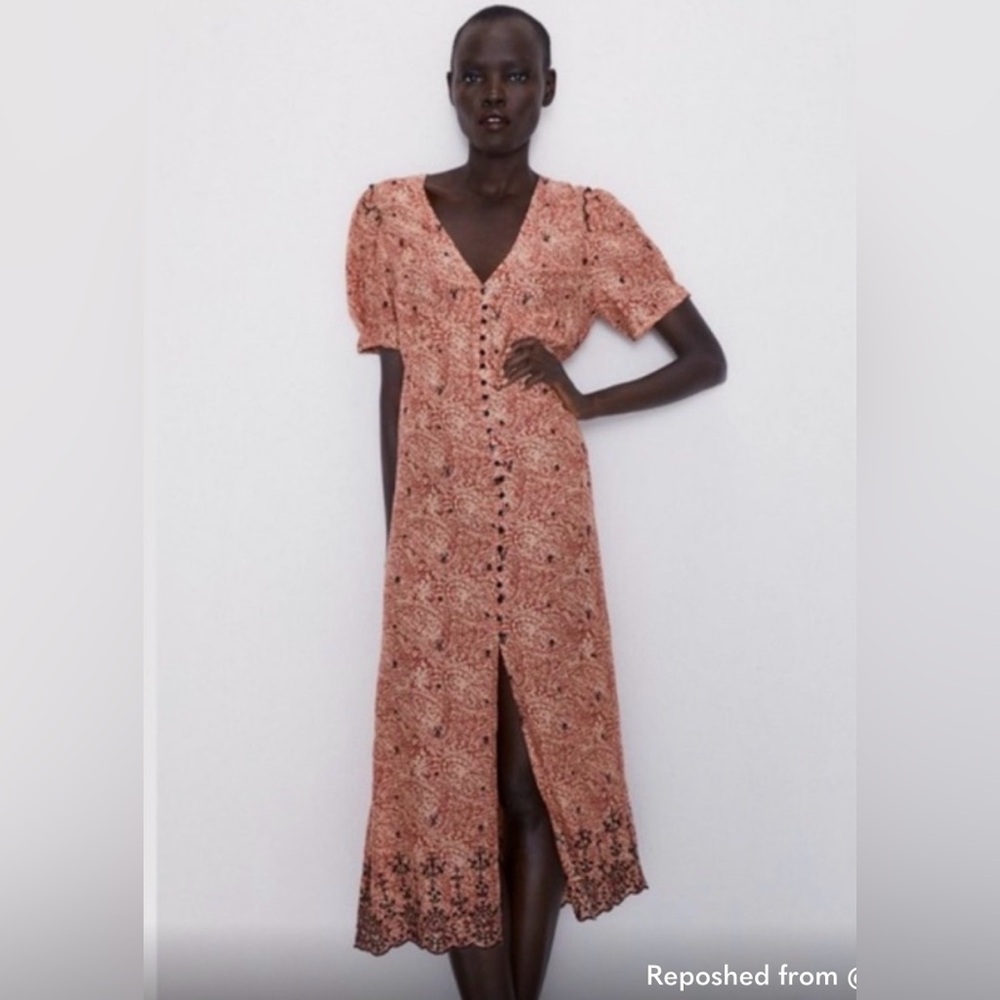 ZARA black and red midi dress